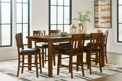 Medium Brown / Table + 6 Fixed Counter Stools, product view 2; includes 1 table; 6 fixed counter stools; other furniture and accessories excluded - 20