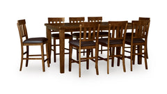 Medium Brown / Table + 8 Fixed Counter Stools, product view 1; includes 1 table; 8 fixed counter stools; other furniture and accessories excluded - 21