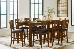 Medium Brown / Table + 8 Fixed Counter Stools, product view 2; includes 1 table; 8 fixed counter stools; other furniture and accessories excluded - 22
