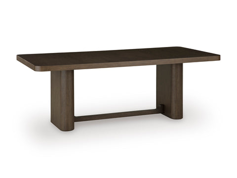 Burnished Brown Double-Pedestal Dining Table with Seating Options