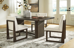 Burnished Brown / Off White / Table + 4 Wood-Frame Side Chairs, product view 3; includes table + 4 wood-frame side chairs; servers cabinets and decorative accessories excluded - 14
