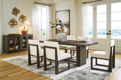 Burnished Brown / Off White / Table + 6 Wood-Frame Side Chairs, product view 1; includes table + 6 wood-frame side chairs; servers cabinets and decorative accessories excluded - 15