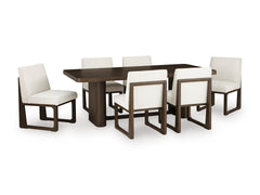 Burnished Brown / Off White / Table + 6 Wood-Frame Side Chairs, product view 2; includes table + 6 wood-frame side chairs; servers cabinets and decorative accessories excluded - 16