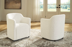 Off White / Set of 2 Caster Armchairs, product view 2; includes set of 2 caster armchairs; servers cabinets and decorative accessories excluded - 26
