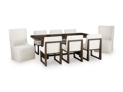 Burnished Brown / Off White / Table + 6 Wood-Frame Side Chairs + 2 Tall Upholstered Side Chairs, product view 3; includes table + 6 wood-frame side chairs + 2 tall upholstered side chairs; servers cabinets and decorative accessories excluded - 40