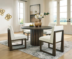 Burnished Brown / Off White / Table + 4 Wood-Frame Side Chairs, product view 3; includes table + 4 wood-frame side chairs; servers cabinets and decorative accessories excluded - 13