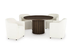 Burnished Brown / Off White / Table + 4 Caster Armchairs, product view 2; includes table + 4 caster armchairs; servers cabinets and decorative accessories excluded - 21