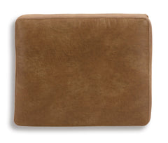 30-Inch Caramel Faux Leather Ottoman with Faux Wood-Finish Legs, top view - 4