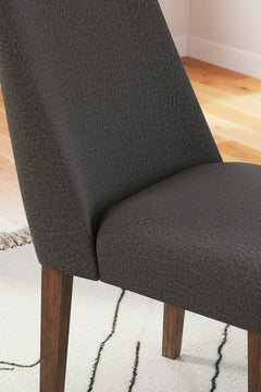 charcoal and brown upholstered dining chairs, upholstery detail - 13