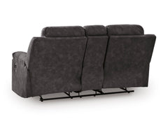Charcoal LED Manual Reclining Seating, console loveseat back view - 10