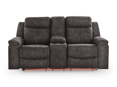 Charcoal LED Manual Reclining Seating, console loveseat red LED setting - 12
