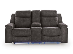 Charcoal LED Manual Reclining Seating, console loveseat white LED setting - 13