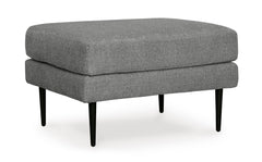 30-Inch Charcoal Upholstered Ottoman with Black Metal Legs, angle view - 1