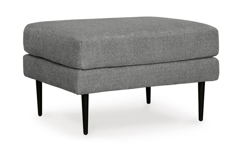 30-Inch Charcoal Upholstered Ottoman with Black Metal Legs