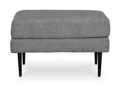30-Inch Charcoal Upholstered Ottoman with Black Metal Legs, front view - 2