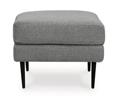 30-Inch Charcoal Upholstered Ottoman with Black Metal Legs, side view - 3