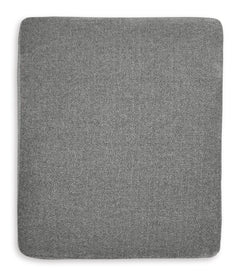 30-Inch Charcoal Upholstered Ottoman with Black Metal Legs, top view - 4