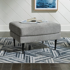 30-Inch Charcoal Upholstered Ottoman with Black Metal Legs, room setting; accessories excluded - 5