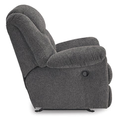 Charcoal Performance Fabric Reclining Seating, rocker chair side view - 15