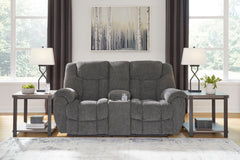 Charcoal Performance Fabric Reclining Seating, console loveseat room setting; accessories excluded - 20