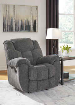 Charcoal Performance Fabric Reclining Seating, rocker chair room setting; accessories excluded - 21