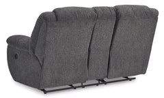 Charcoal Performance Fabric Reclining Seating, console loveseat back view - 8