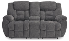 Charcoal Performance Fabric Reclining Seating, console loveseat front view - 9