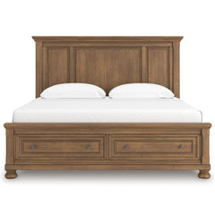 Medium Brown Bed King, view 2; exact selected furniture; mattress foundation bedding and accessories excluded - 12