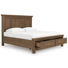Medium Brown Bed King, view 3; exact selected furniture; mattress foundation bedding and accessories excluded - 13