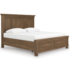 Medium Brown Bed + Nightstand King, view 1; exact selected furniture; mattress foundation bedding and accessories excluded - 14