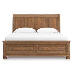 Medium Brown Bed King, view 2; exact selected furniture; mattress foundation bedding and accessories excluded - 12