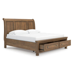 Medium Brown Bed King, view 3; exact selected furniture; mattress foundation bedding and accessories excluded - 13