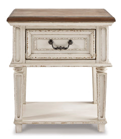 Chipped White / Brown / Nightstand, front view; view 17; shown pieces are reference views; only the selected configuration is included - 17