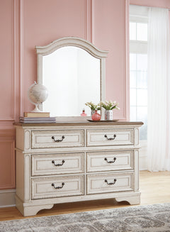 Chipped White / Brown / Dresser + Mirror, product view; view 3; shown pieces are reference views; only the selected configuration is included - 3