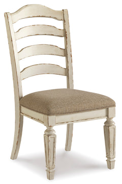 Chipped White Ladderback Dining Chairs, product view; sold as a matching pair; tables, additional chairs and accessories excluded - 1