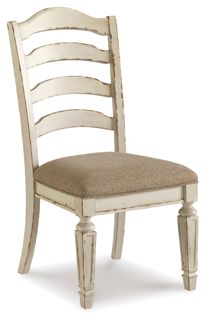 Chipped White Upholstered Dining Chairs, Set of 2 — Two Back Styles