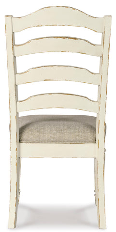 Chipped White Ladderback Dining Chairs, back view; sold as a matching pair; tables, additional chairs and accessories excluded - 3