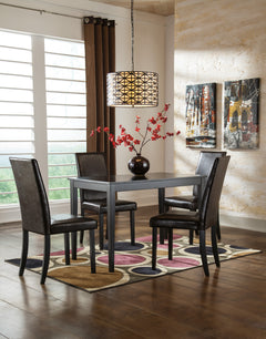 Dark Brown / Table + 4 Dark Brown Chairs, product view 1; included: 1 table; 4 matching chairs; all other furniture and accessories excluded - 19