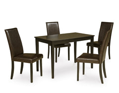 Dark Brown / Table + 4 Dark Brown Chairs, product view 2; included: 1 table; 4 matching chairs; all other furniture and accessories excluded - 20