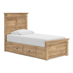 Tan / Storage Bed + Nightstand / Twin, view 1; selected configuration only; mattress foundation bedding and accessories excluded - 12