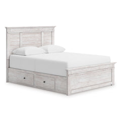 Whitewash / 5pc Set with Storage Bed / Queen, view 1; selected configuration only; mattress foundation bedding and accessories excluded - 41