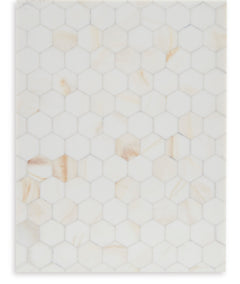 Cream Hexagon-Mosaic Decorative Boxes — Set of 2, hexagon pattern close-up - 4