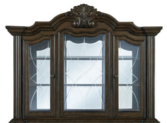 Dark Brown / Buffet + Hutch, upper hutch component detail 9; includes matching base and hutch; decorative accessories excluded - 14