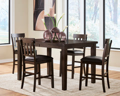 Dark Brown / Table + 4 Fixed Counter Stools, product view 2; includes 1 table; 4 fixed counter stools; other furniture and accessories excluded - 15
