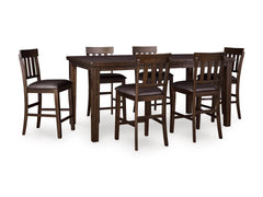 Dark Brown / Table + 6 Fixed Counter Stools, product view 1; includes 1 table; 6 fixed counter stools; other furniture and accessories excluded - 16