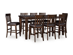 Dark Brown / Table + 8 Fixed Counter Stools, product view 1; includes 1 table; 8 fixed counter stools; other furniture and accessories excluded - 18