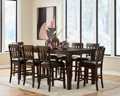 Dark Brown / Table + 8 Fixed Counter Stools, product view 2; includes 1 table; 8 fixed counter stools; other furniture and accessories excluded - 19
