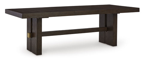 Dark Brown Double-Pedestal Extension Dining Table
