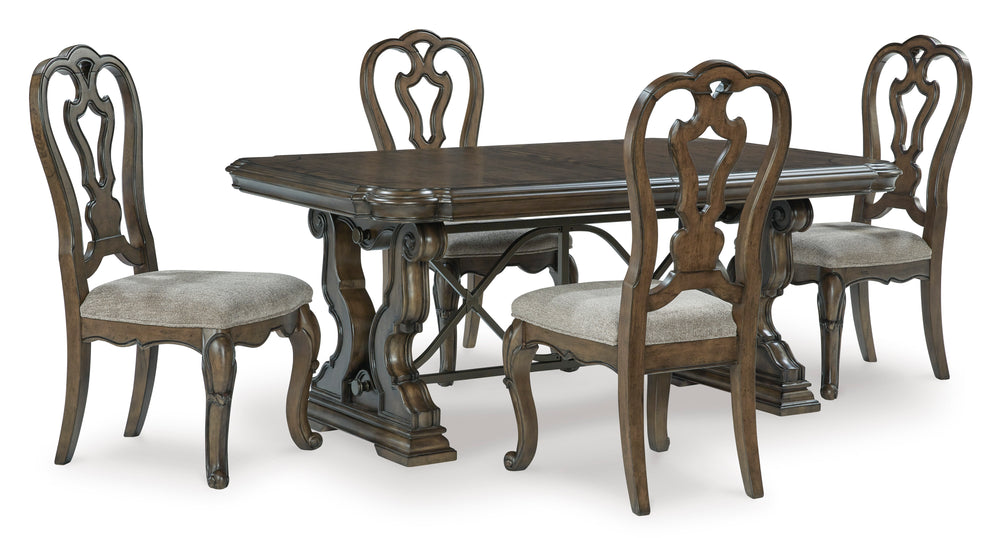 Dark Brown / Table + 4 Side Chairs, product view 1; includes table + 4 side chairs; cabinets and accessories excluded