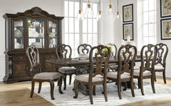 Dark Brown / Table + 8 Side Chairs, product view 1; includes table + 8 side chairs; cabinets and accessories excluded - 29